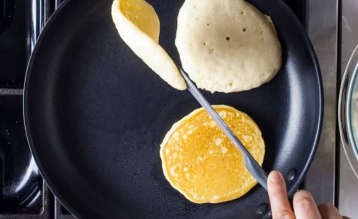 Tasty pancakes on the pan