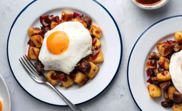 brisket hash and eggs