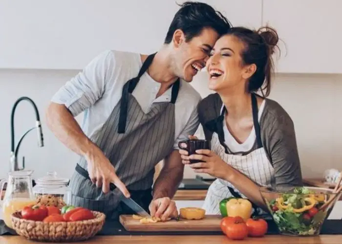 Cooking in the kitchen